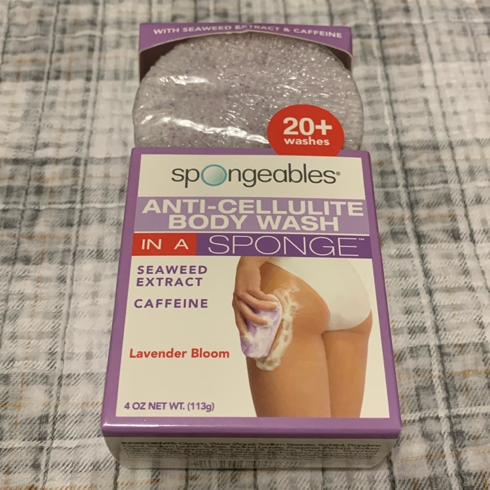Spongeables anti-cellulite body wash in a sponge